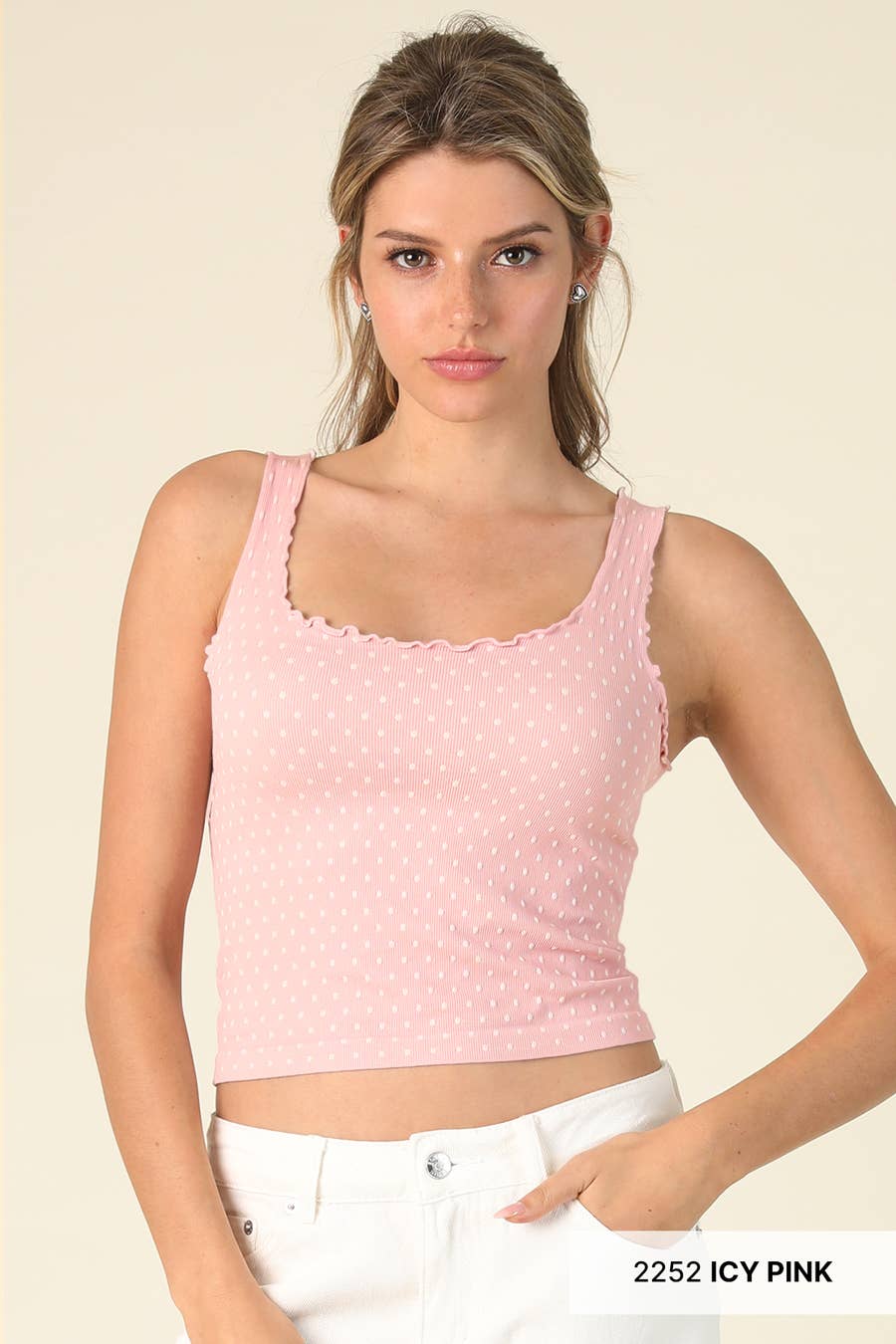 NS8531 - Polka Dot Edge Crop Top