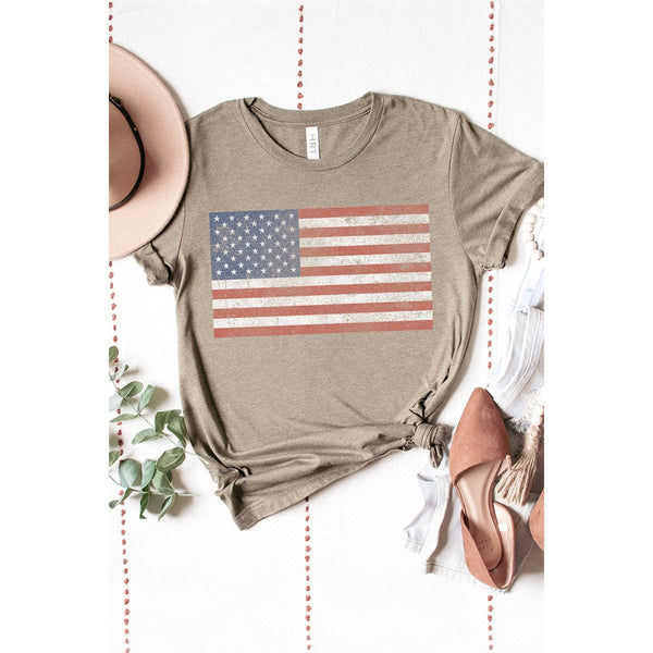 VINTAGE AMERICAN FLAG WASHED GRAPHIC TEE