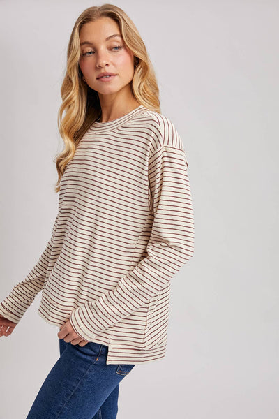 STRIPED CREW NECK  SLOUCHY KNIT TOP