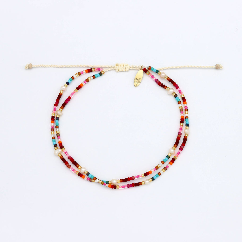 Golden Hour Colourful Beaded Anklet Collection, Surf Jewelry