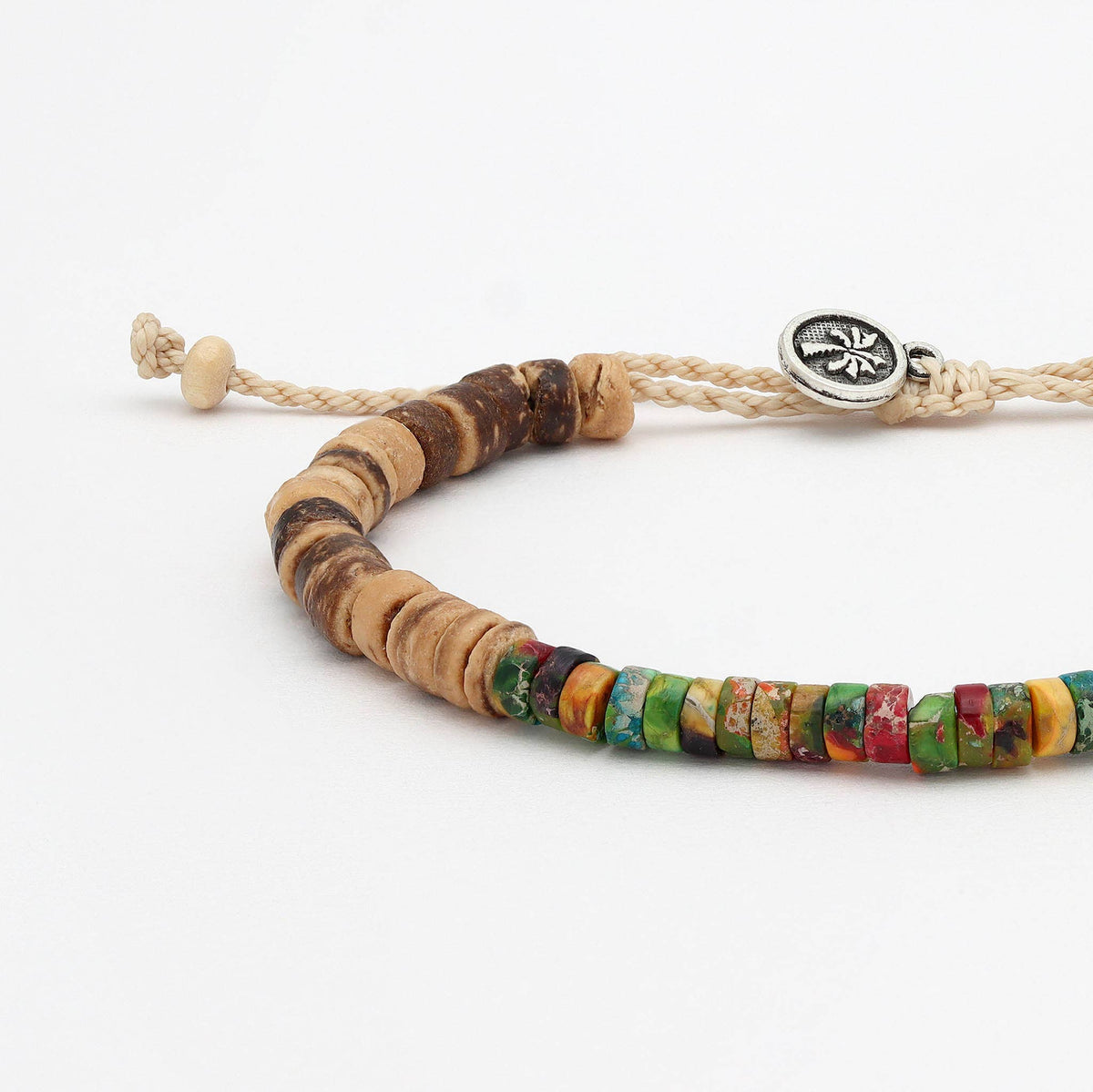 Koʻolau Wood Beaded Bracelet, Natural Stone Beads, Surf