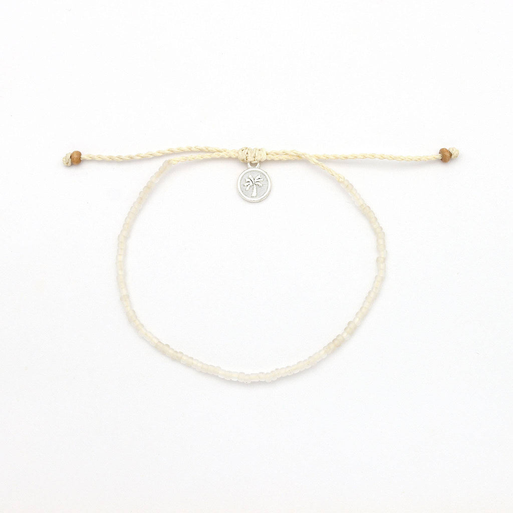 Ka'anapali Frosted Glass Beaded Anklet, Surf Ankle Bracelet