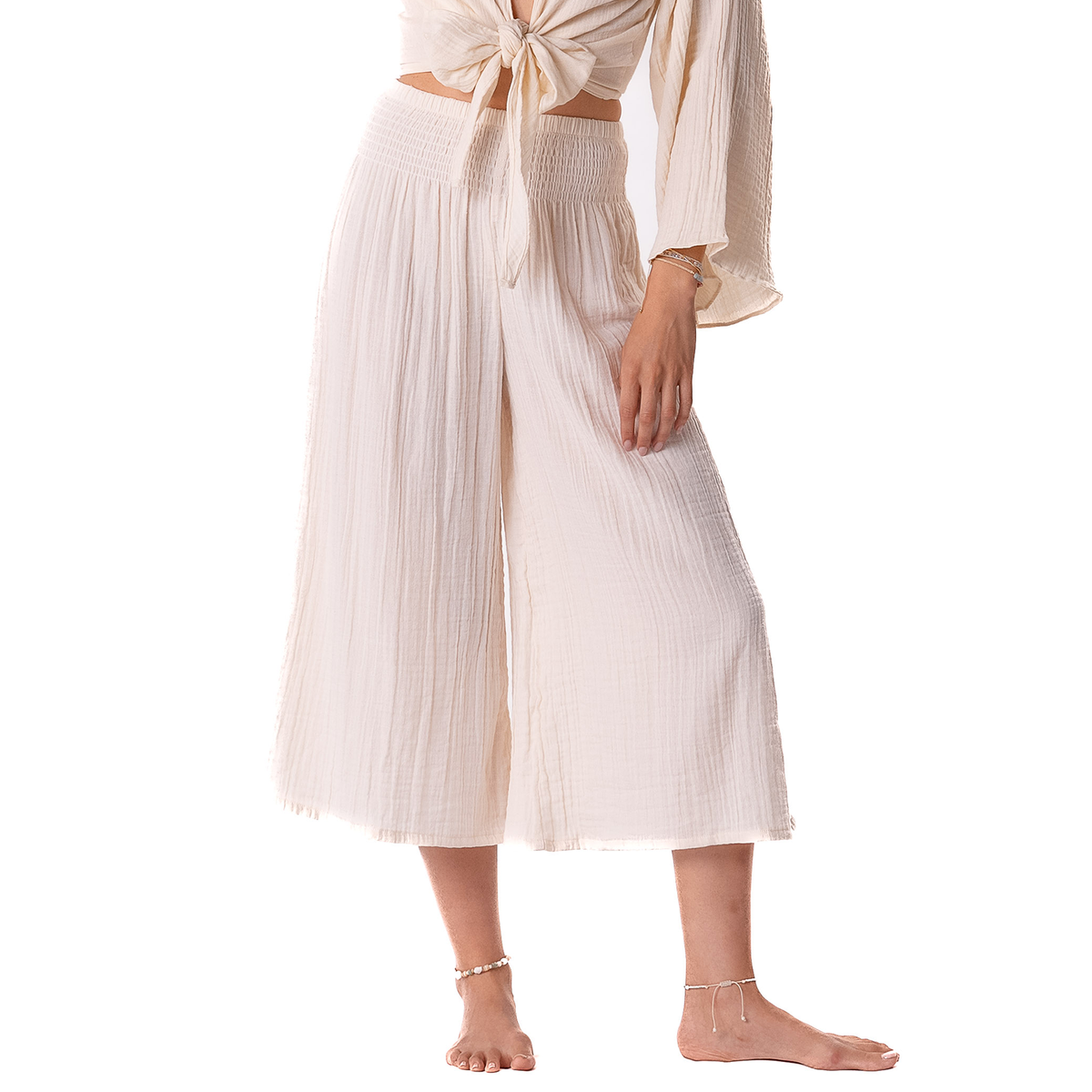 Cream Lagoon Cropped Pants