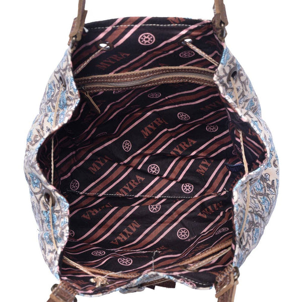 Southern Bloom Cotton & Leather Bucket Bag in Oasis Cream