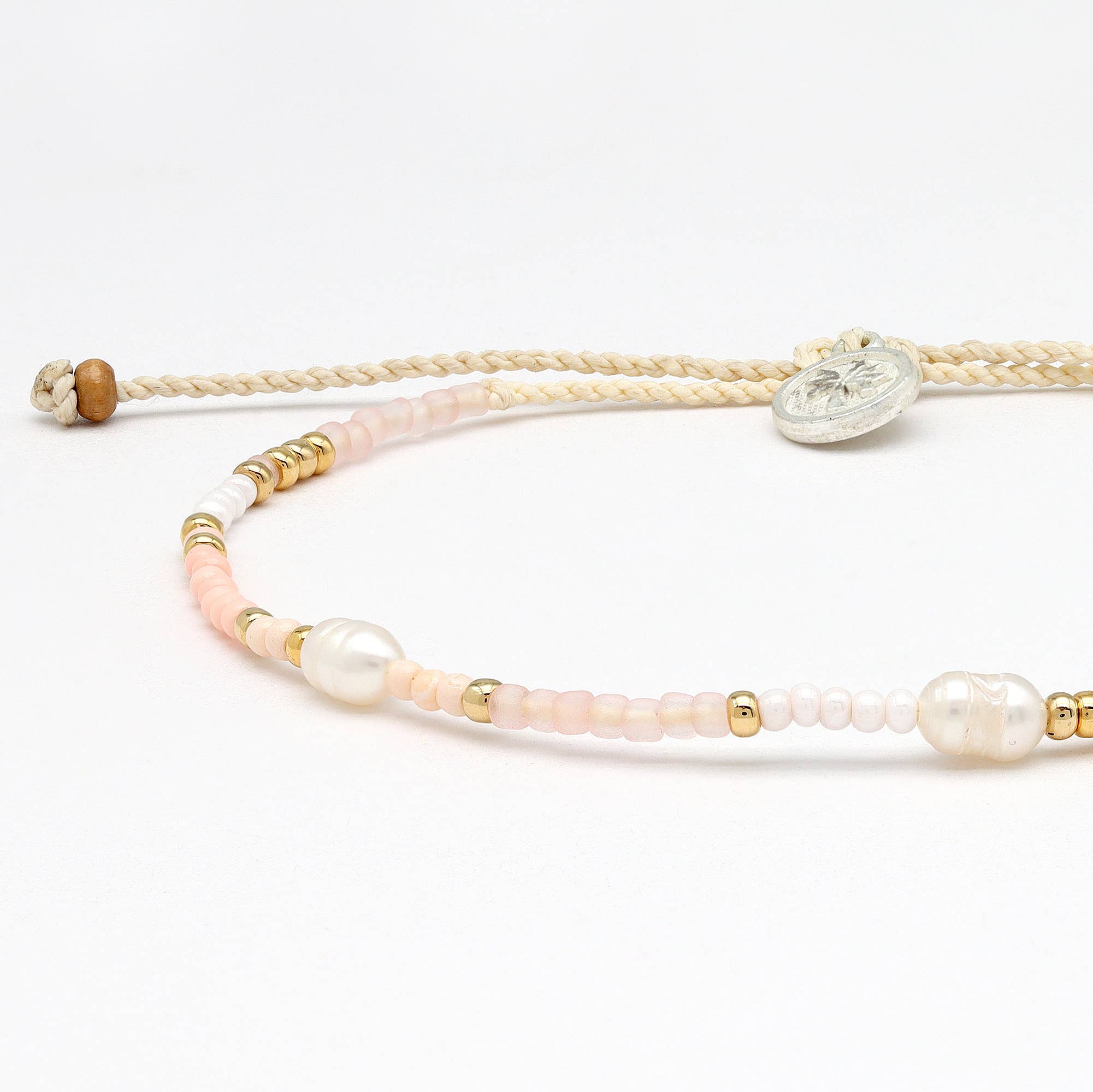 Cinta Beaded Surf Bracelet, Adjustable Dainty Pink Bracelet