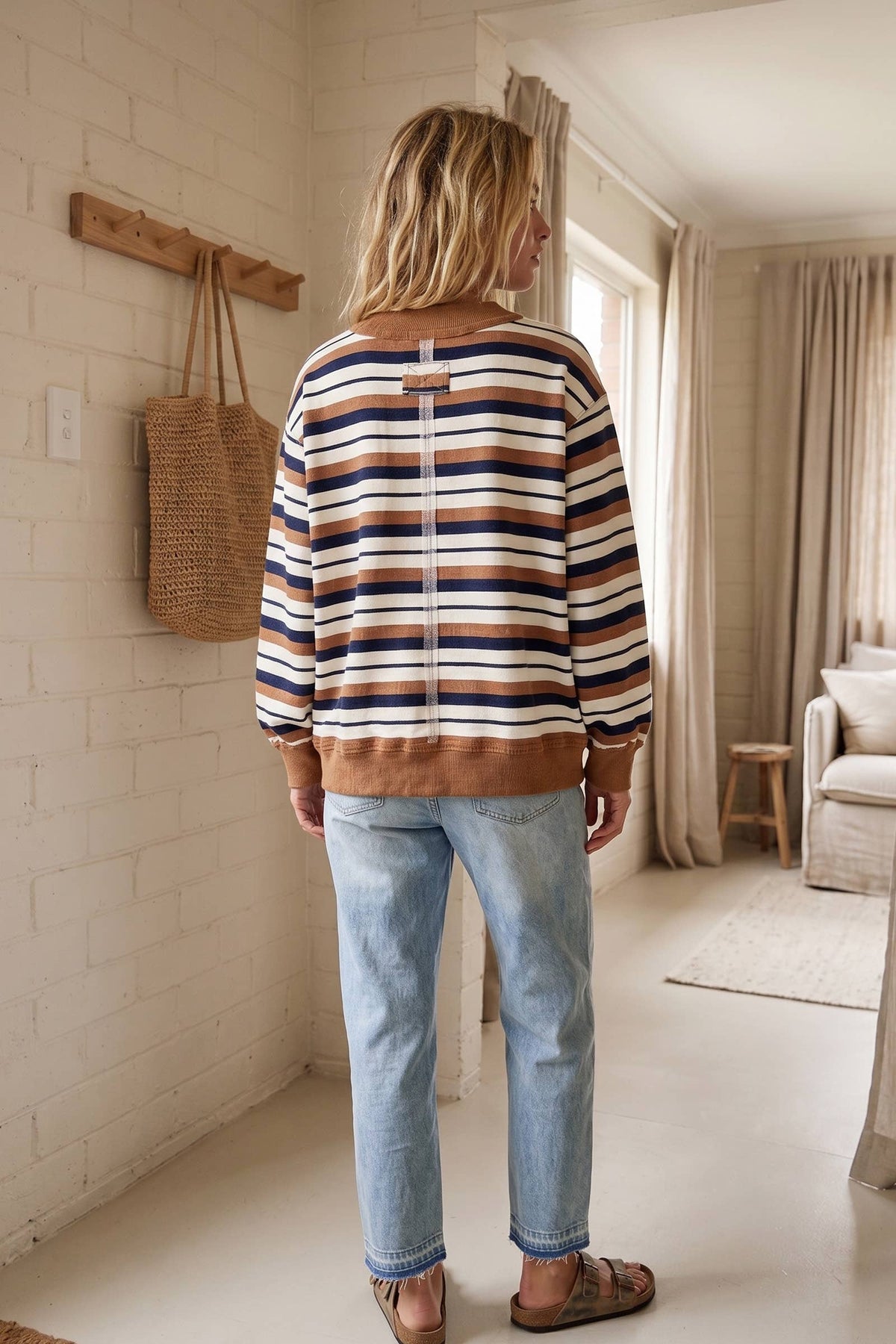 Oversized French Terry Striped Sweatshirt