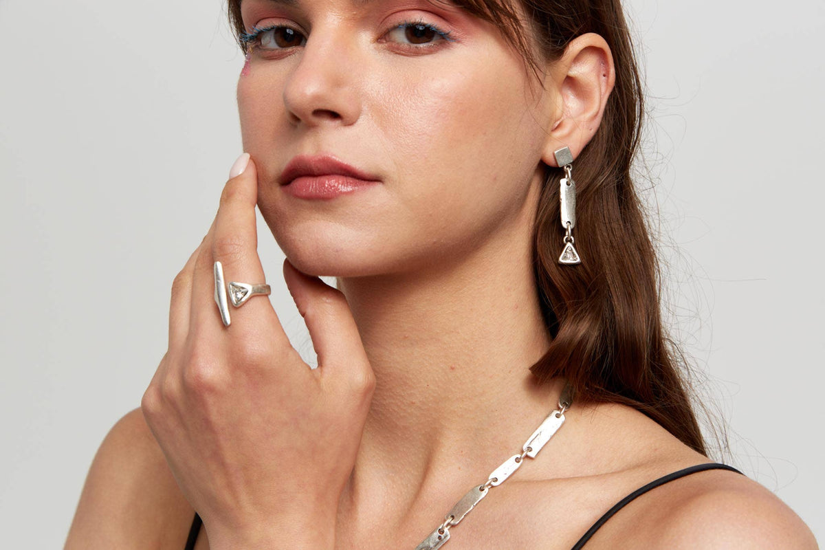 Handmade Clear Crystal Brass Ring - 6909