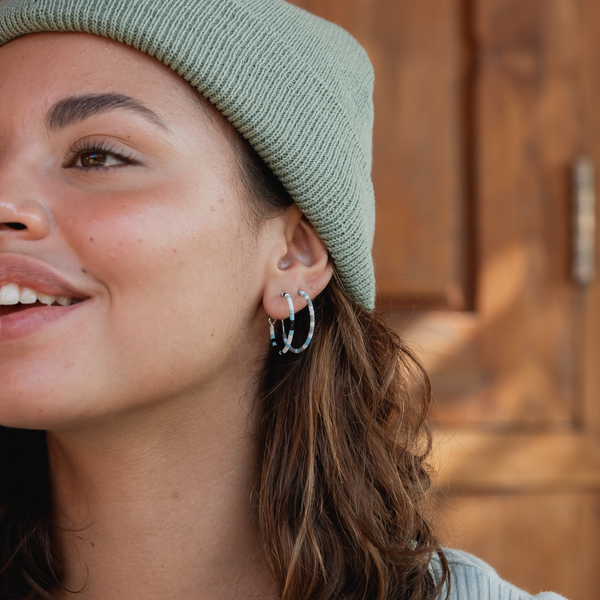 Cali Surf Beaded Hoop Earrings, Beaded Earrings, Surf, Boho