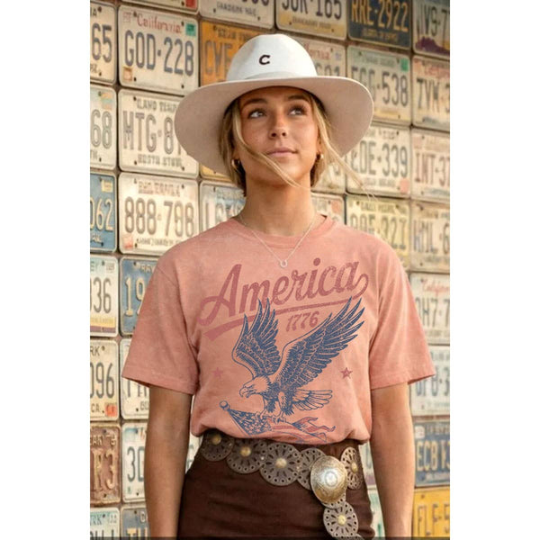 AMERICA 1776 LOVE IT OR LEAVE IT MINERAL GRAPHIC TEE