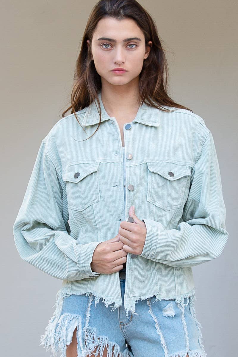 Pocket front button down corduroy trucker jacket SALE