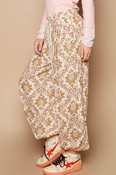 Multi colored printed woven casual pants
