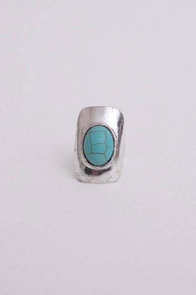 Cici Adjustable Turquoise Ring - Silver