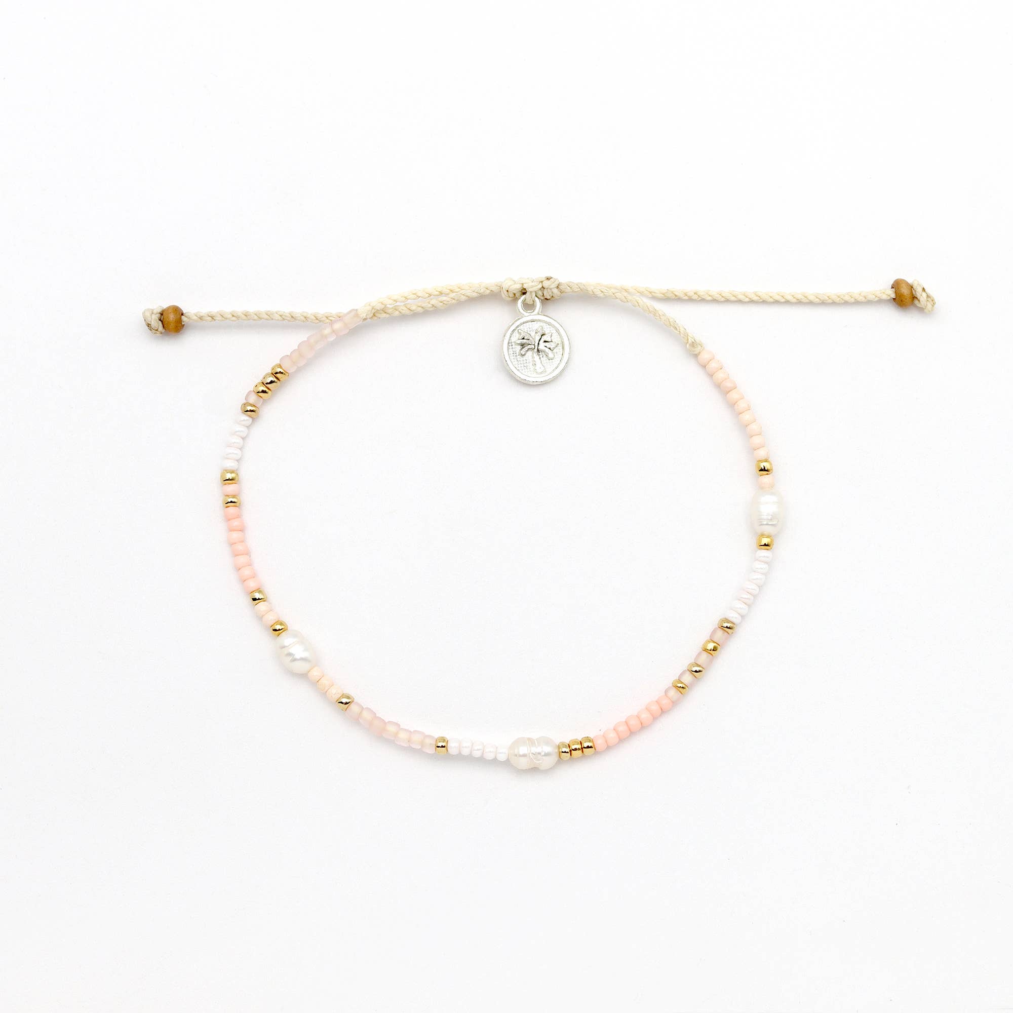 Cinta Beaded Surf Bracelet, Adjustable Dainty Pink Bracelet