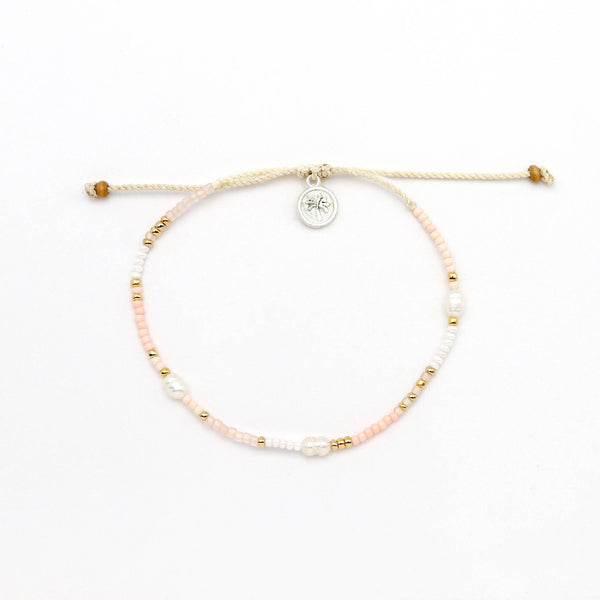 Cinta Beaded Surf Bracelet, Adjustable Dainty Pink Bracelet