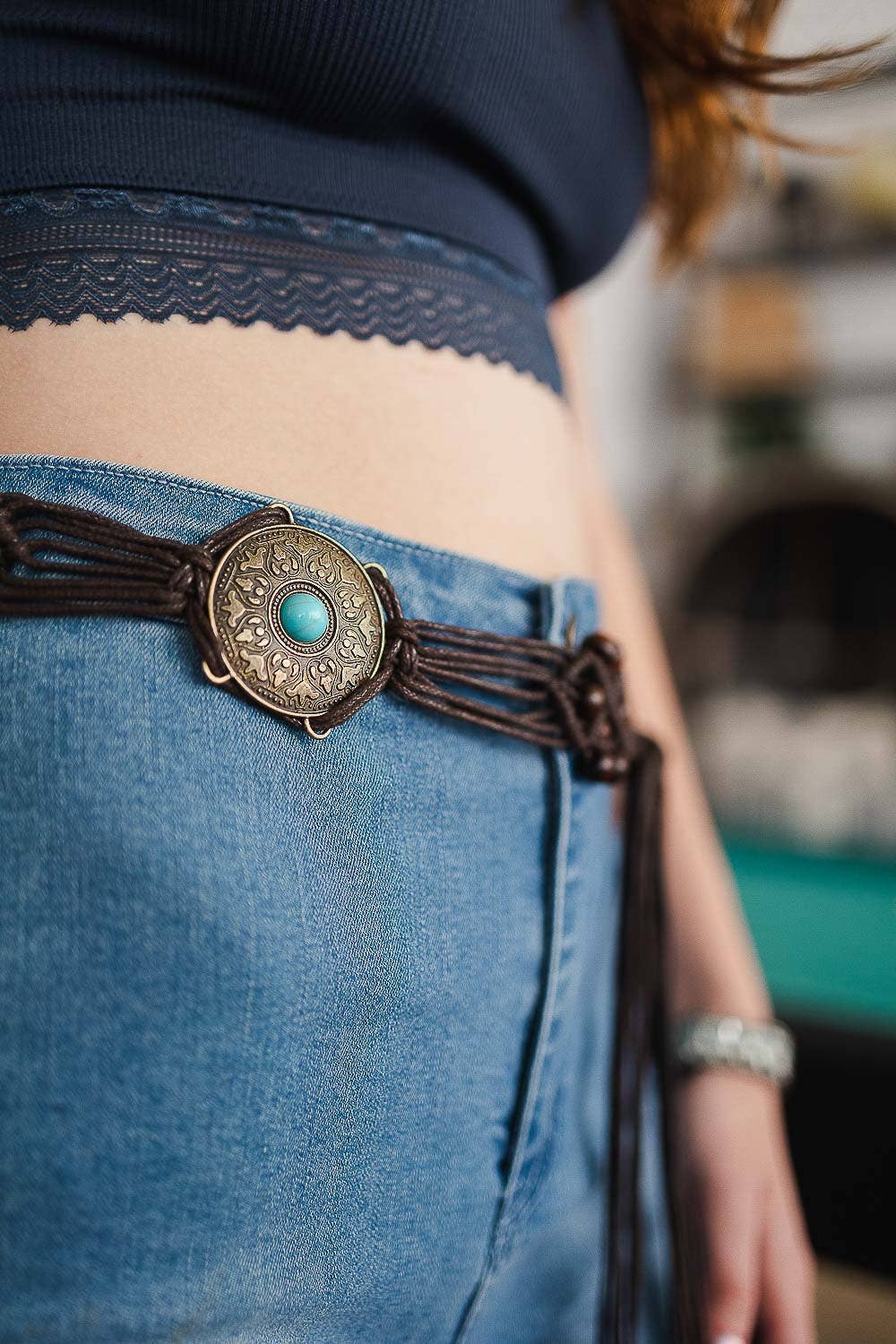 Medallion Macrame Belt - Boho-Chic Style