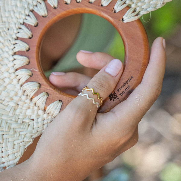 Ripple Wave Ring, Adjustable Silver Stacking Ring