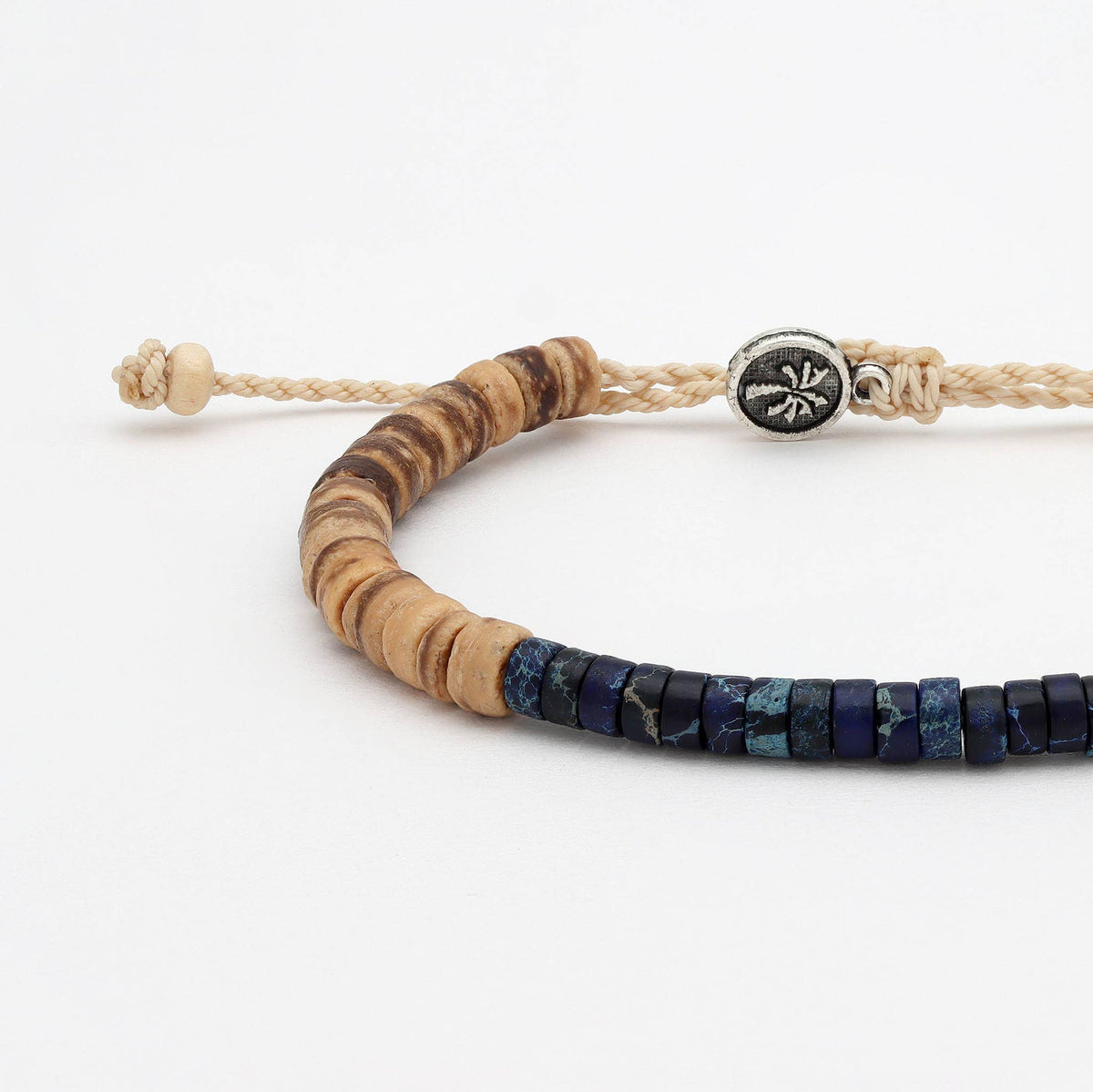 Koʻolau Wood Beaded Bracelet, Natural Stone Beads, Surf