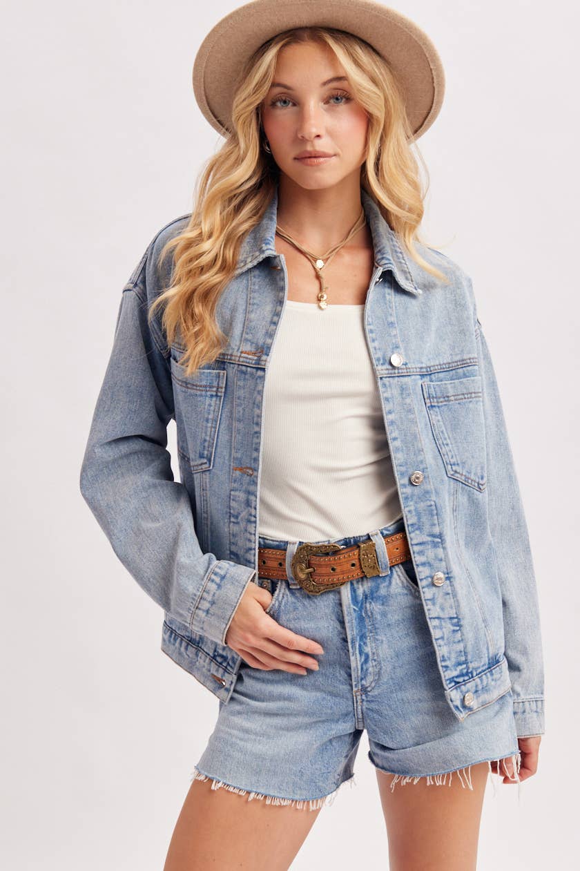 DENIM BUTTON DOWN OVERSIZED JACKET