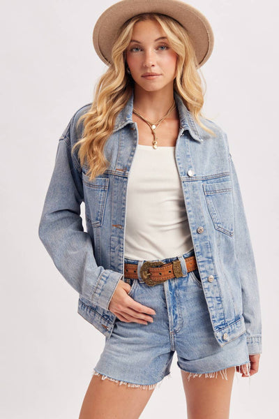 DENIM BUTTON DOWN OVERSIZED JACKET