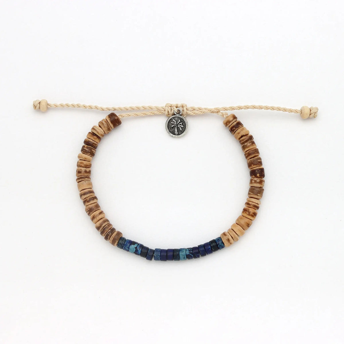 Koʻolau Wood Beaded Bracelet, Natural Stone Beads, Surf