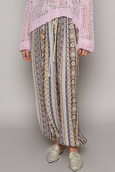 Multi colored printed woven casual pants