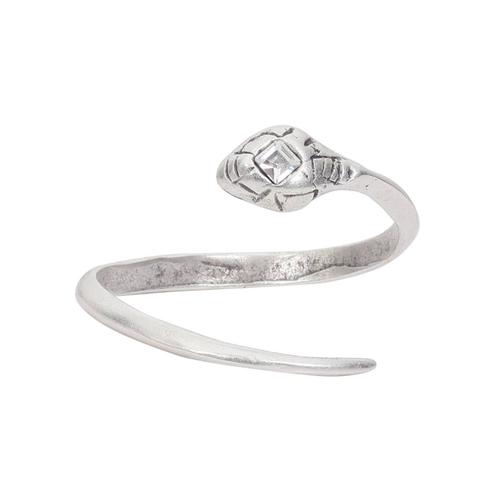 Handmade Brass Snake Bracelet With Clear Crystal - 2907