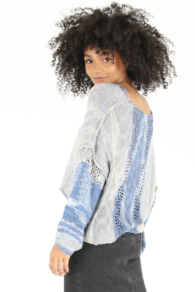 BEACHY LIGHT WEIGHT V NECK CROP PULLOVER SWEATER