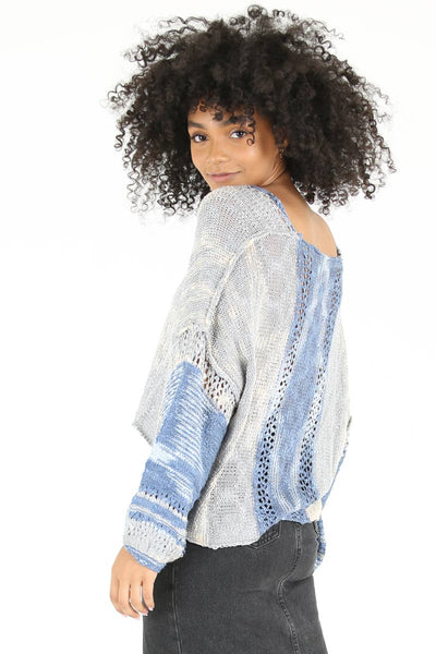 BEACHY LIGHT WEIGHT V NECK CROP PULLOVER SWEATER