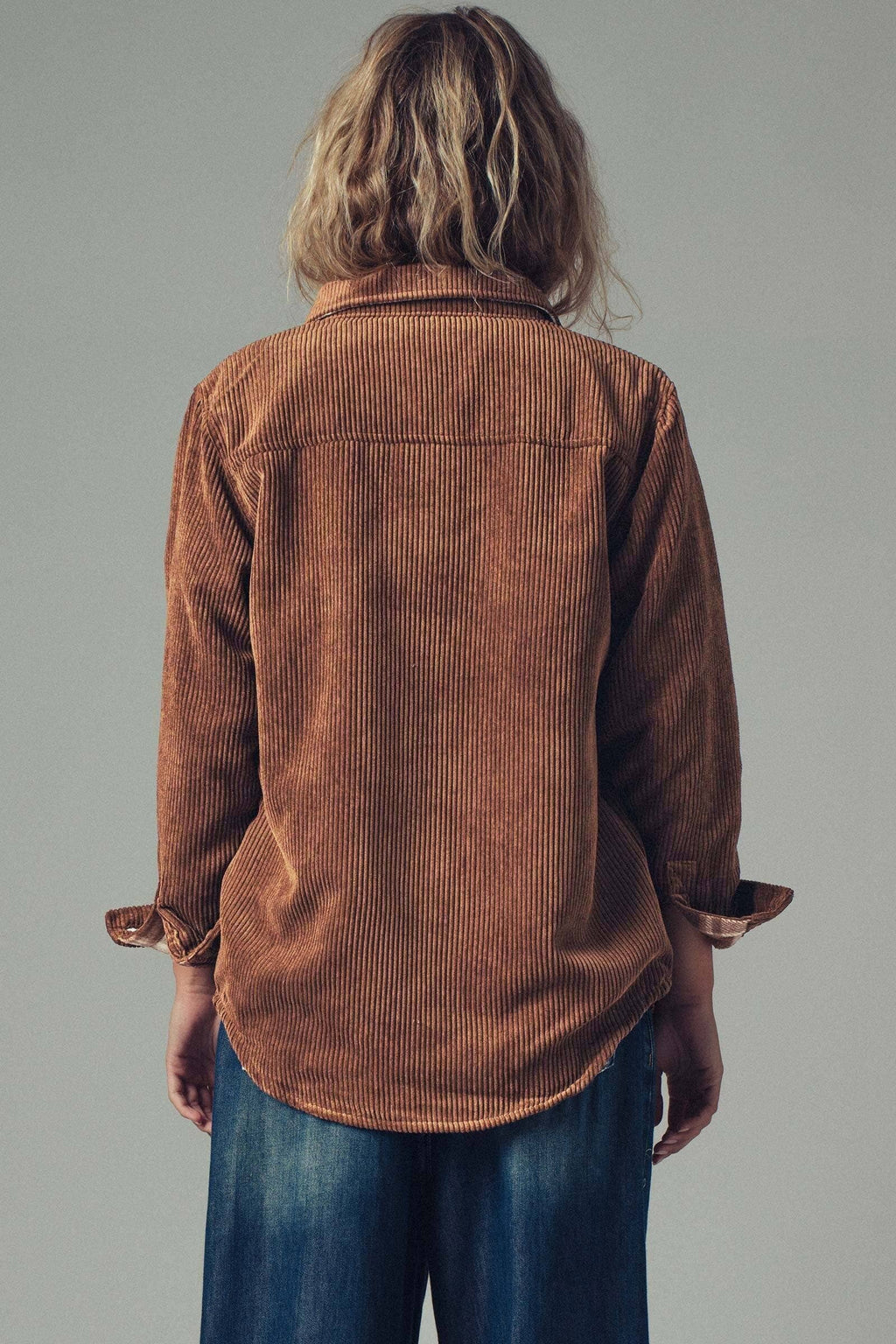 Plaid Lined Corduroy Flannel Shacket