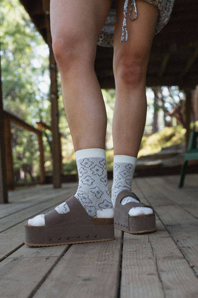 Retro Bloom Socks - Ivory