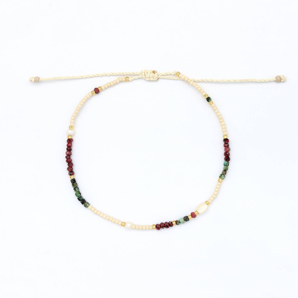 Giada Lestari Beaded Anklet, Adjustable Surf Ankle Bracelet
