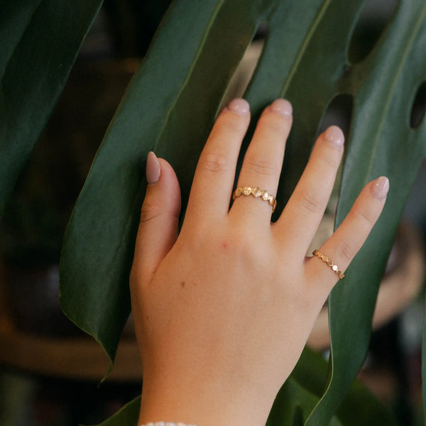 Ocean Treasure Ring, Dainty Waterproof Gold Ring