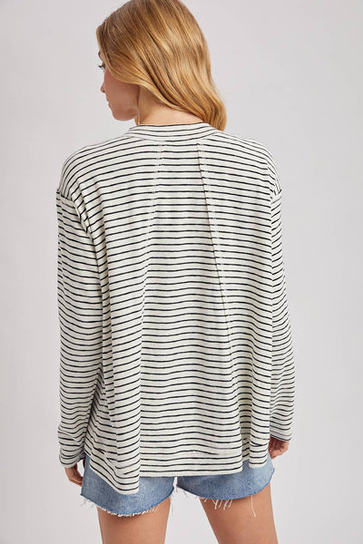 STRIPED CREW NECK  SLOUCHY KNIT TOP