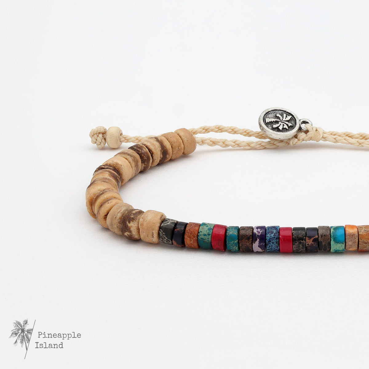 Koʻolau Wood Beaded Bracelet, Natural Stone Beads, Surf