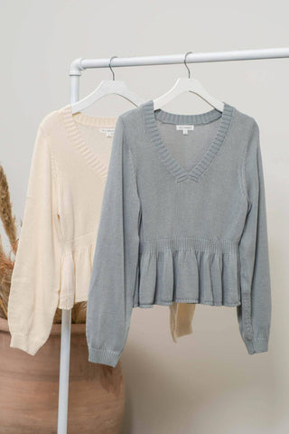RIBBED WAIST SWEATER TOP