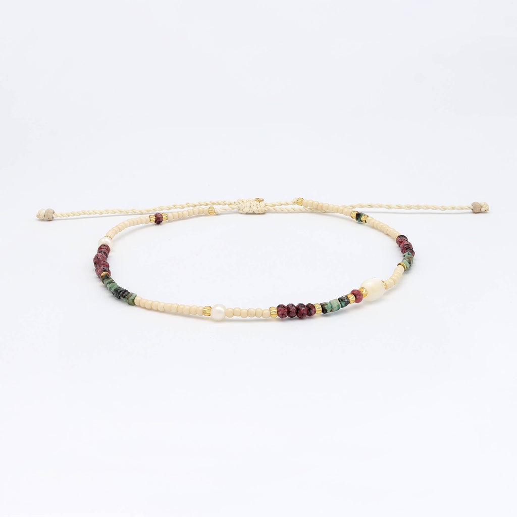 Giada Lestari Beaded Anklet, Adjustable Surf Ankle Bracelet