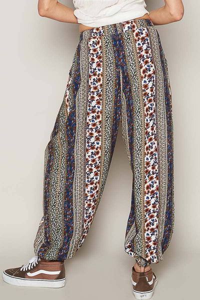 Multi colored printed woven casual pants