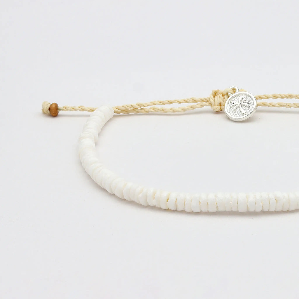 Padangbai Beaded Anklet, White Surf Ankle Bracelet