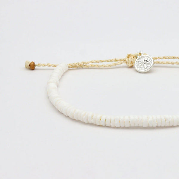 Padangbai Beaded Anklet, White Surf Ankle Bracelet
