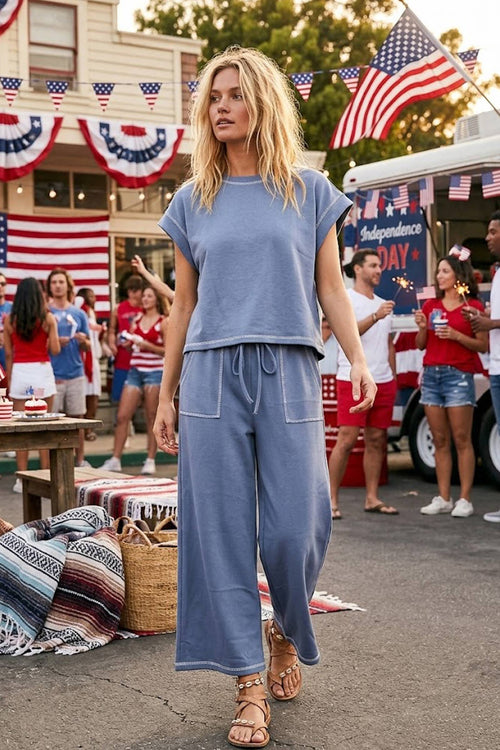 (Original Design) Scuba Contrast Stitch Lounge Set