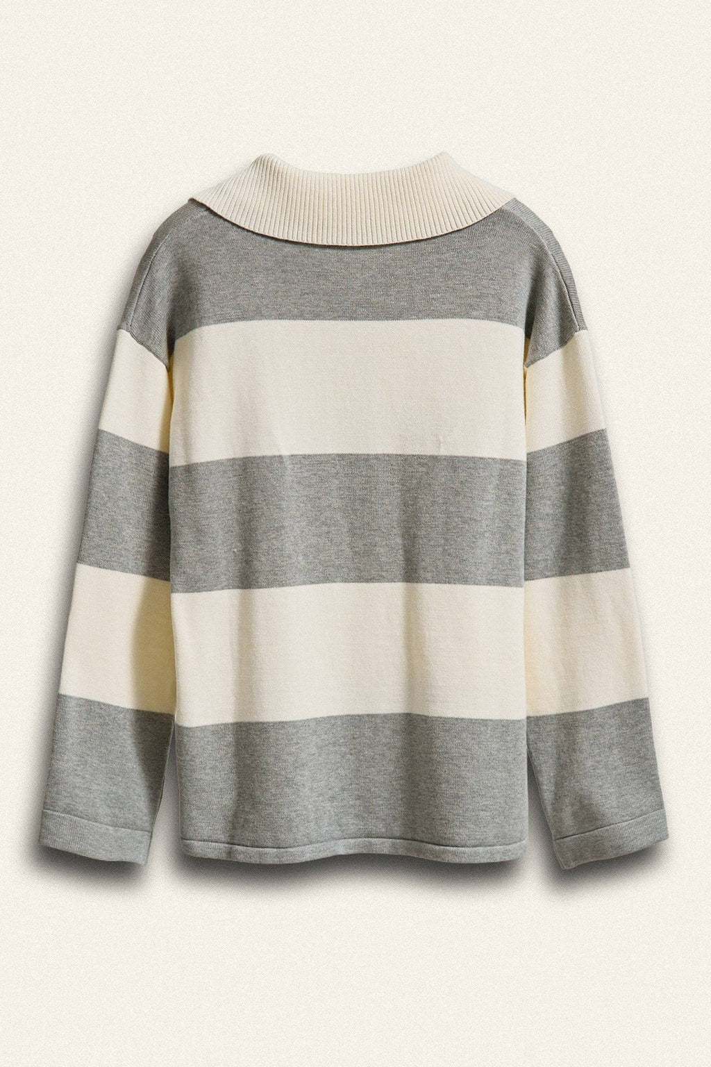 Striped Knit Rugby Polo Sweater