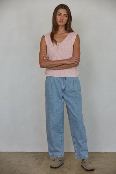 Knit Sweater Cotton Acrylic V-Neck Vest Top