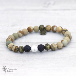 Natural Stone & Brass Bead Bracelet, by Pineapple Island