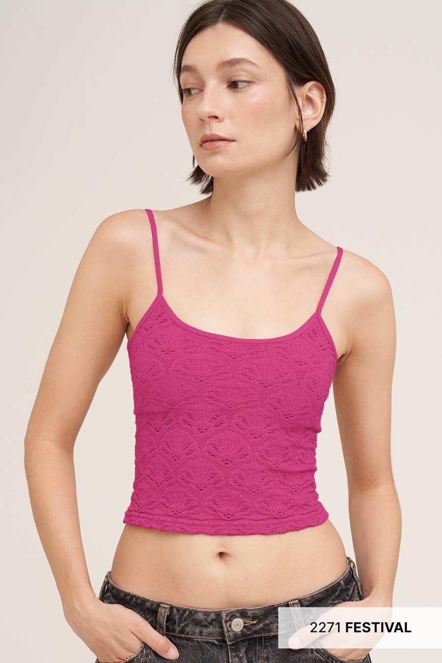 NS8473 - Floral Textured Lace Cami