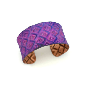 Copper Patina Bracelet - Fuchsia and Purple Diamonds