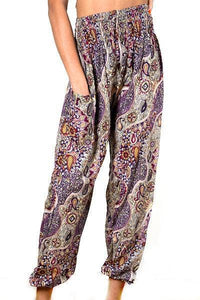 Purple Paisley Print Bali Pants