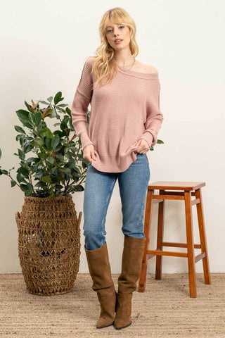 DROP SHOULDER SWEATER: ROSE