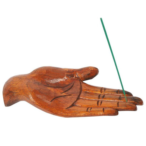 WOODEN HAND INCENSE HOLDER 64223