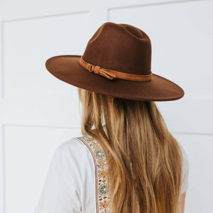 Wide Brim Felt Hat In Chestnut Grace And Lace, 40% OFF