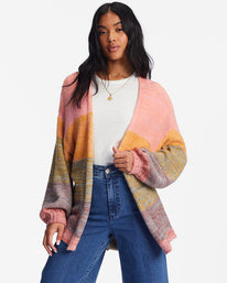Surf Check Open-Front Cardigan Sweater